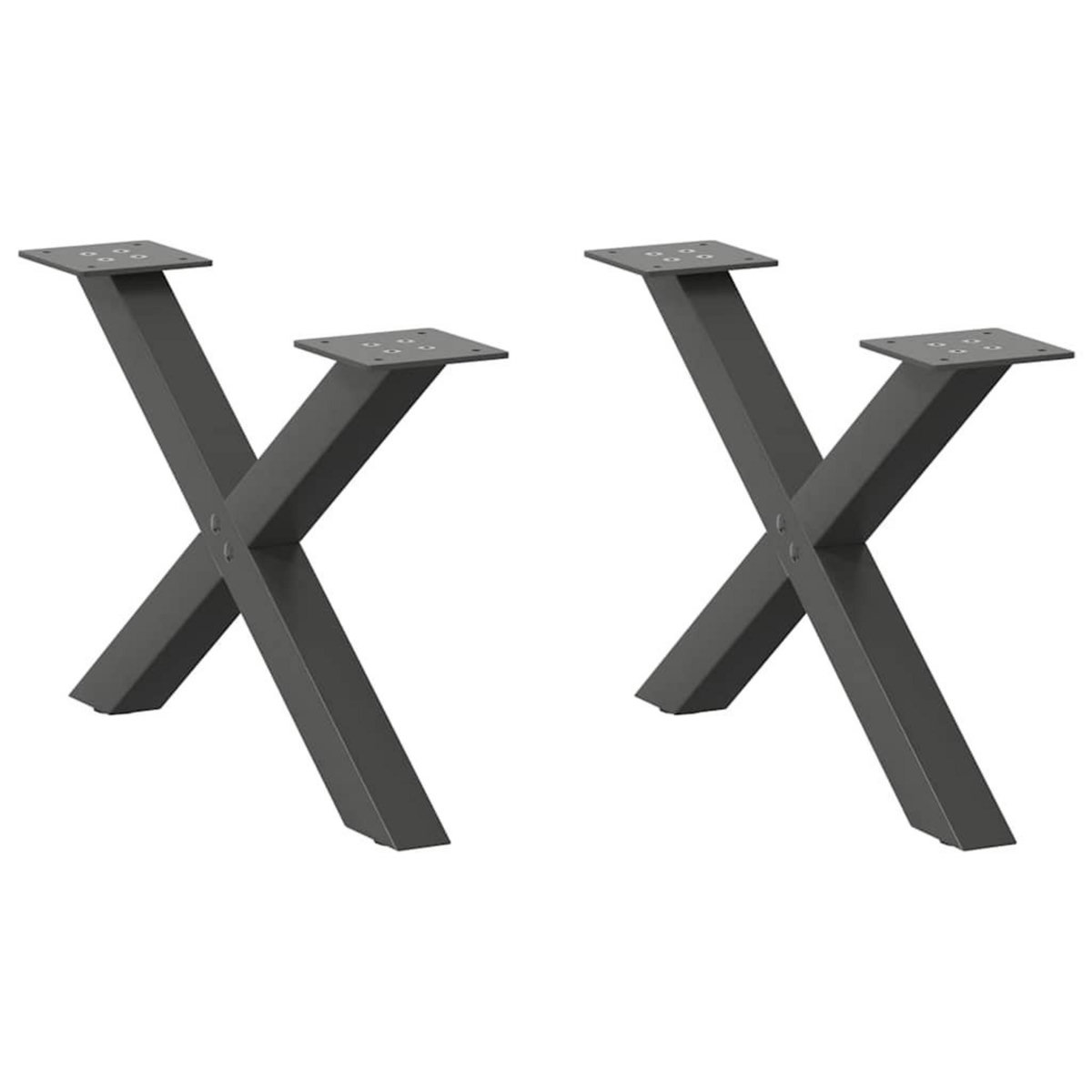 VIDAXL Pieds de table basse forme de X 2 pcs anthracite 60x(30-31) cm