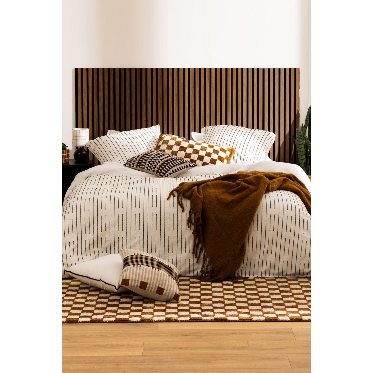 ATMOSPHERA Lot de 4 panneaux décoratifs tasseaux de bois COLVA - Marron foncé