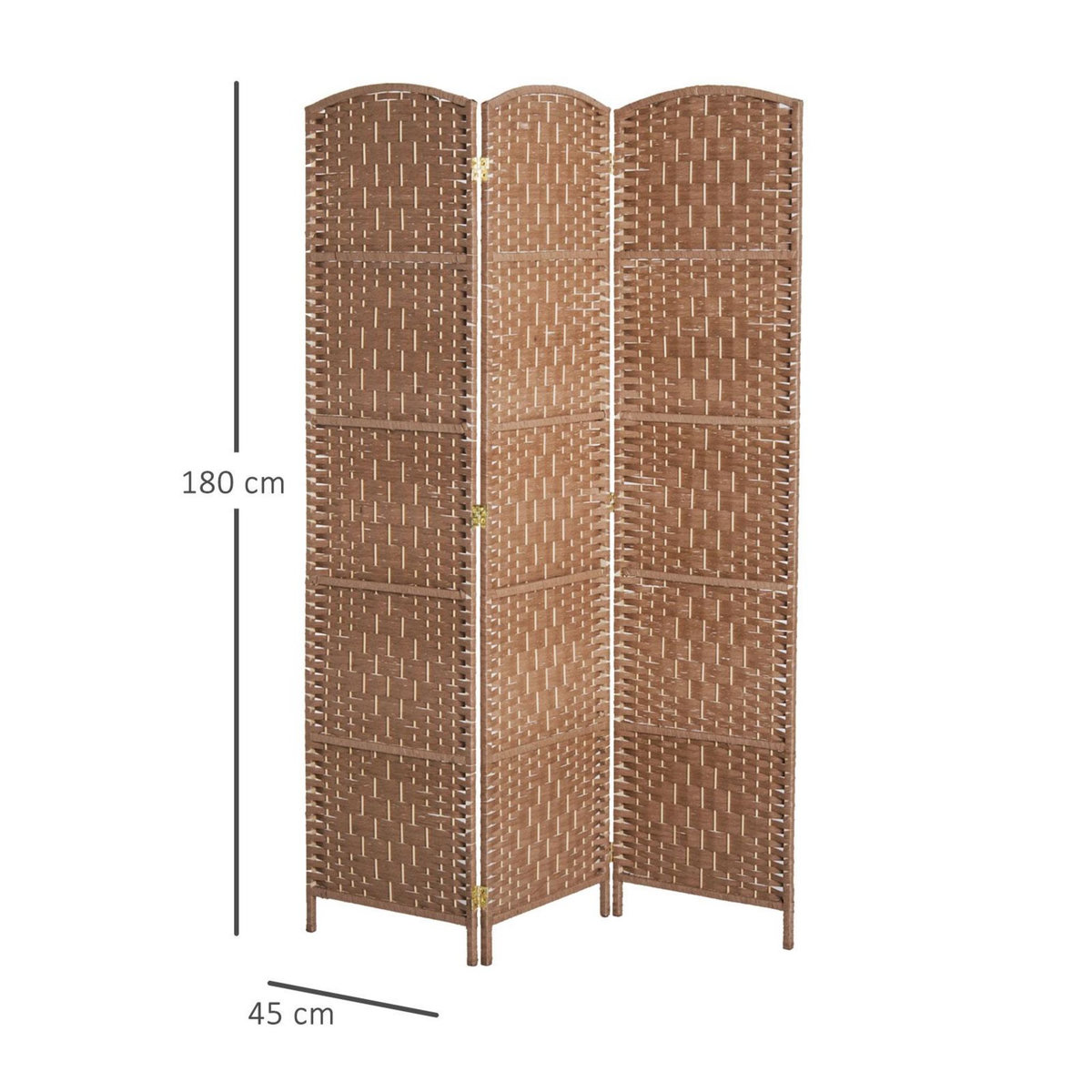 HOMCOM Paravent séparateur de pièce pliable 3 panneaux dim. 135L x 180H cm bois osier tressé