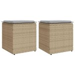 VIDAXL Tabourets de jardin avec coussins lot de 2 beige resine tressee