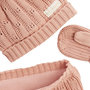 Voir la diapositive 2 : Petit Béguin Ensemble bonnet, moufles et cache-cou enfant en tricot Esmée