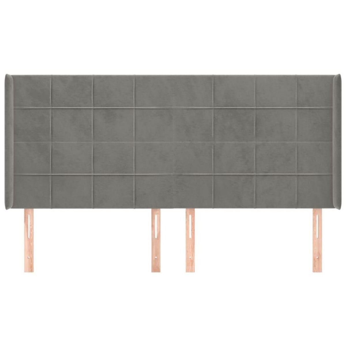 VIDAXL Tete de lit avec oreilles Gris clair 203x16x118/128 cm Velours