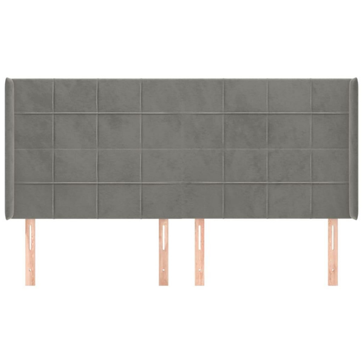 VIDAXL Tete de lit avec oreilles Gris clair 203x16x118/128 cm Velours