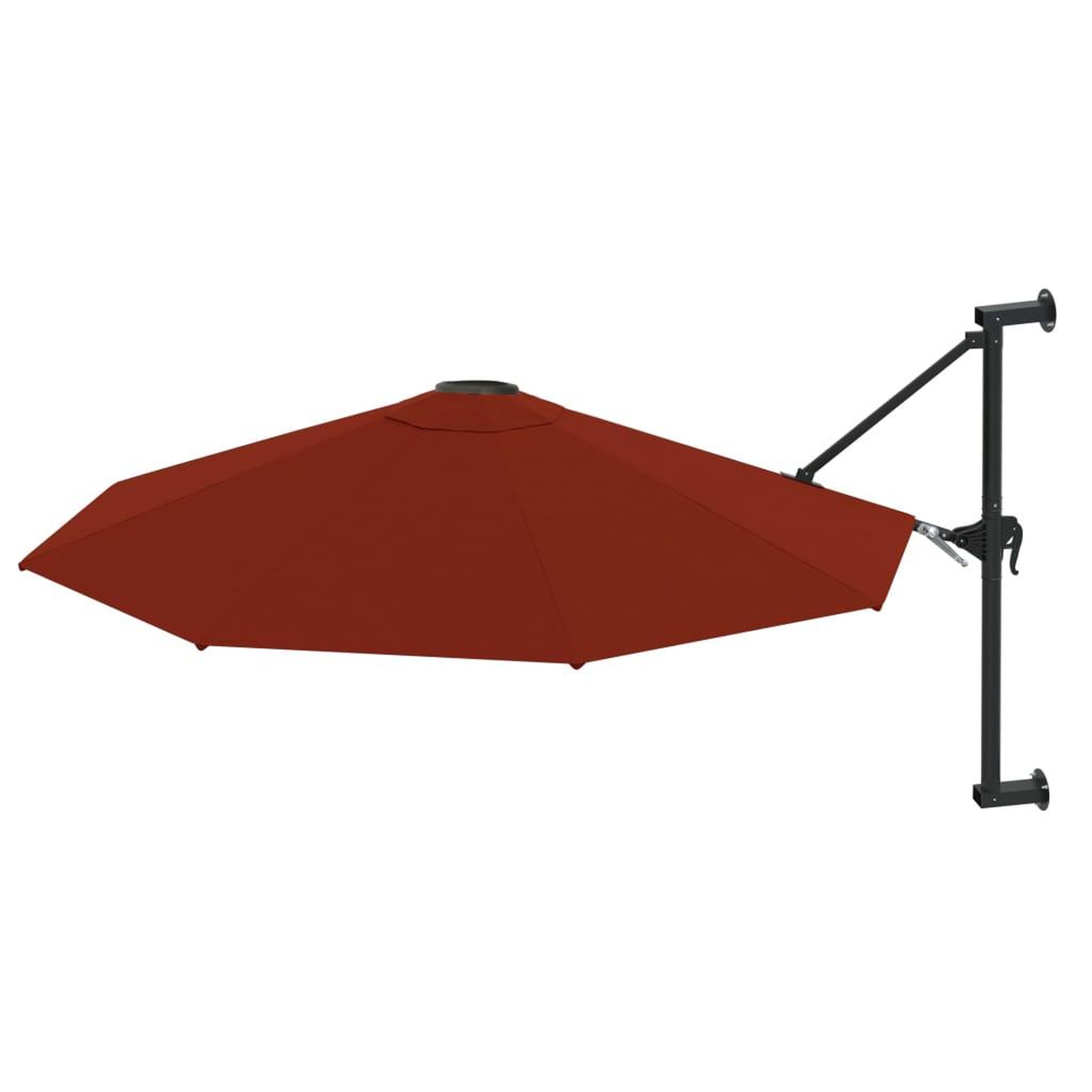 Voir la diapositive 2 : VIDAXL Parasol mural avec mat en metal 300 cm Terre cuite