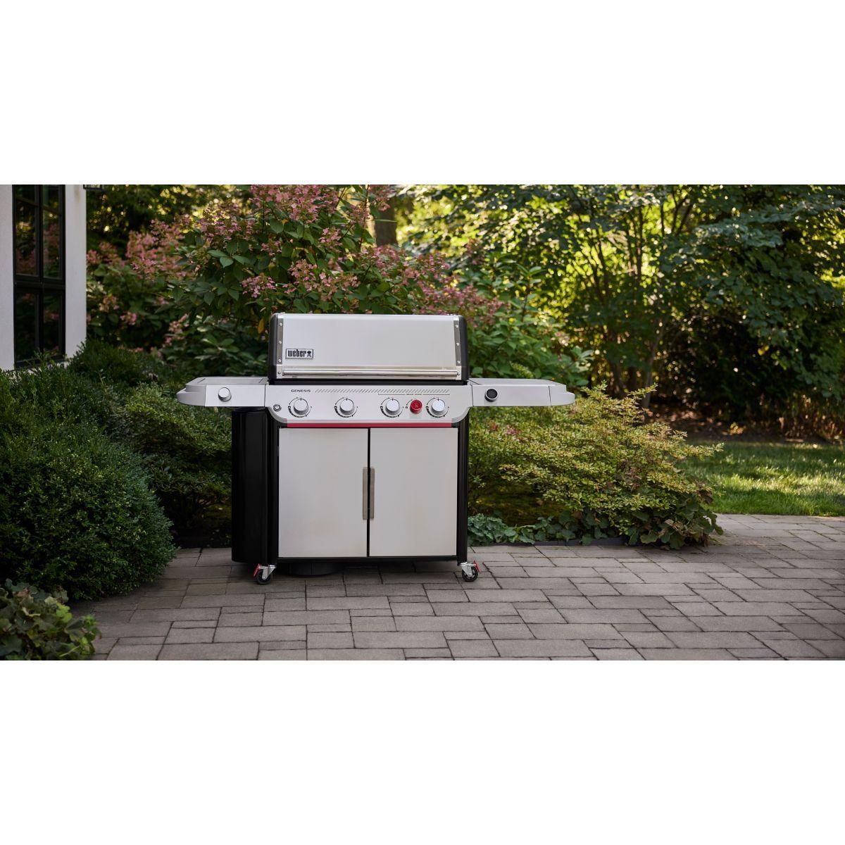 Weber Barbecue gaz Genesis SP-435 4 brûleurs réchaud latéral thermomètre digital sur chariot, 86x48 cm