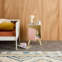 Voir la diapositive 3 : SWEEEK Table de chevet enfant décor bois rose 1 porte. pieds bois de pin - 34 x 23.5 x 52 cm  - Azur