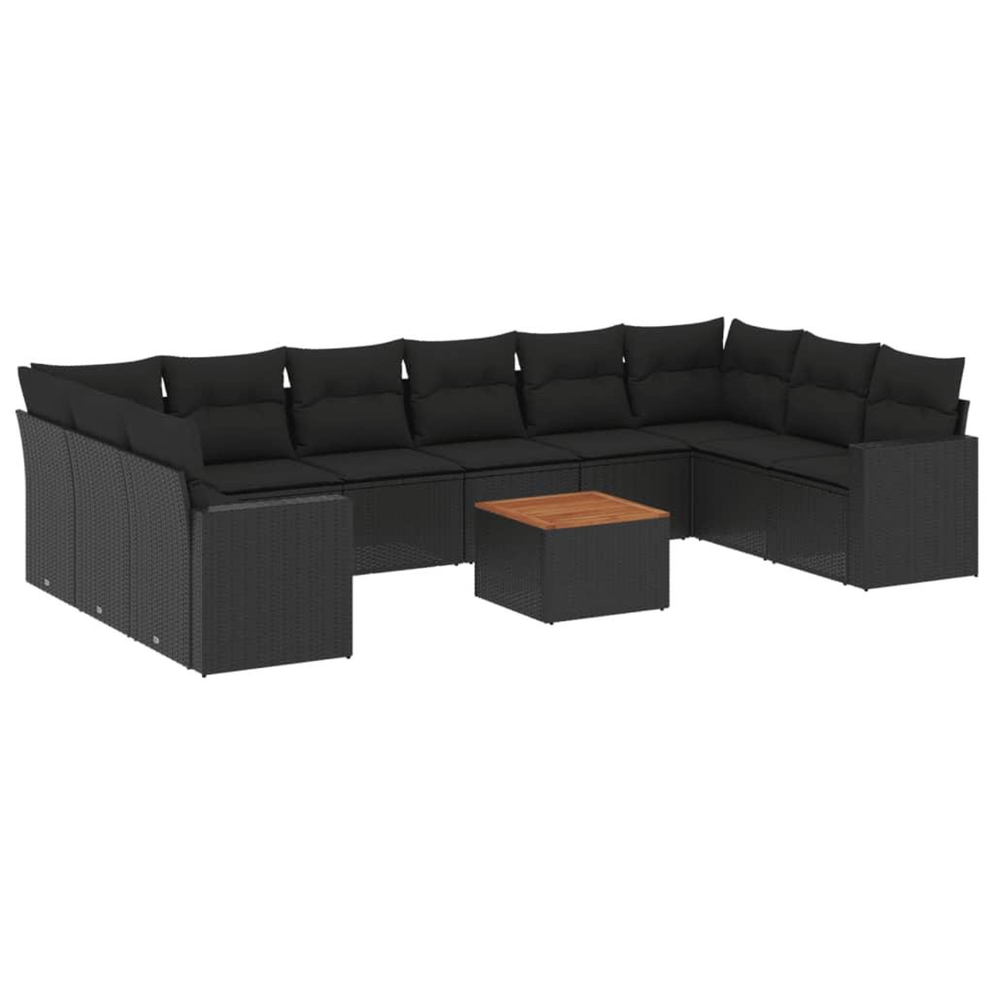 Voir la diapositive 2 : VIDAXL Salon de jardin 11 pcs avec coussins noir resine tressee