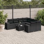 VIDAXL Salon de jardin 9 pcs avec coussins noir resine tressee