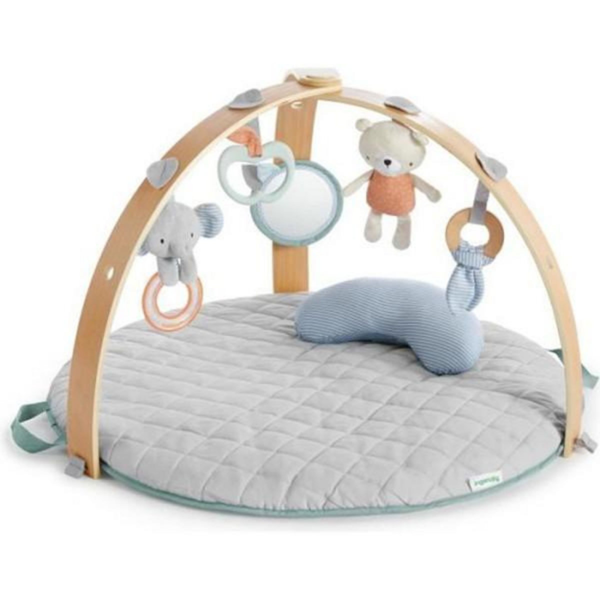 MARKET24 INGENUITY Tapis de sol éveil bébé évolutif - Loamy™ - Réversible, pliable, Arche de jeu en bois amovible, 5 jouets, miroi