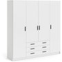 Voir la diapositive 1 : TVILUM Armoire VEGA - Décor Blanc mat - 4 portes + 3 tiroirs - L 195,5 x P 49,6 x H 200,4 cm