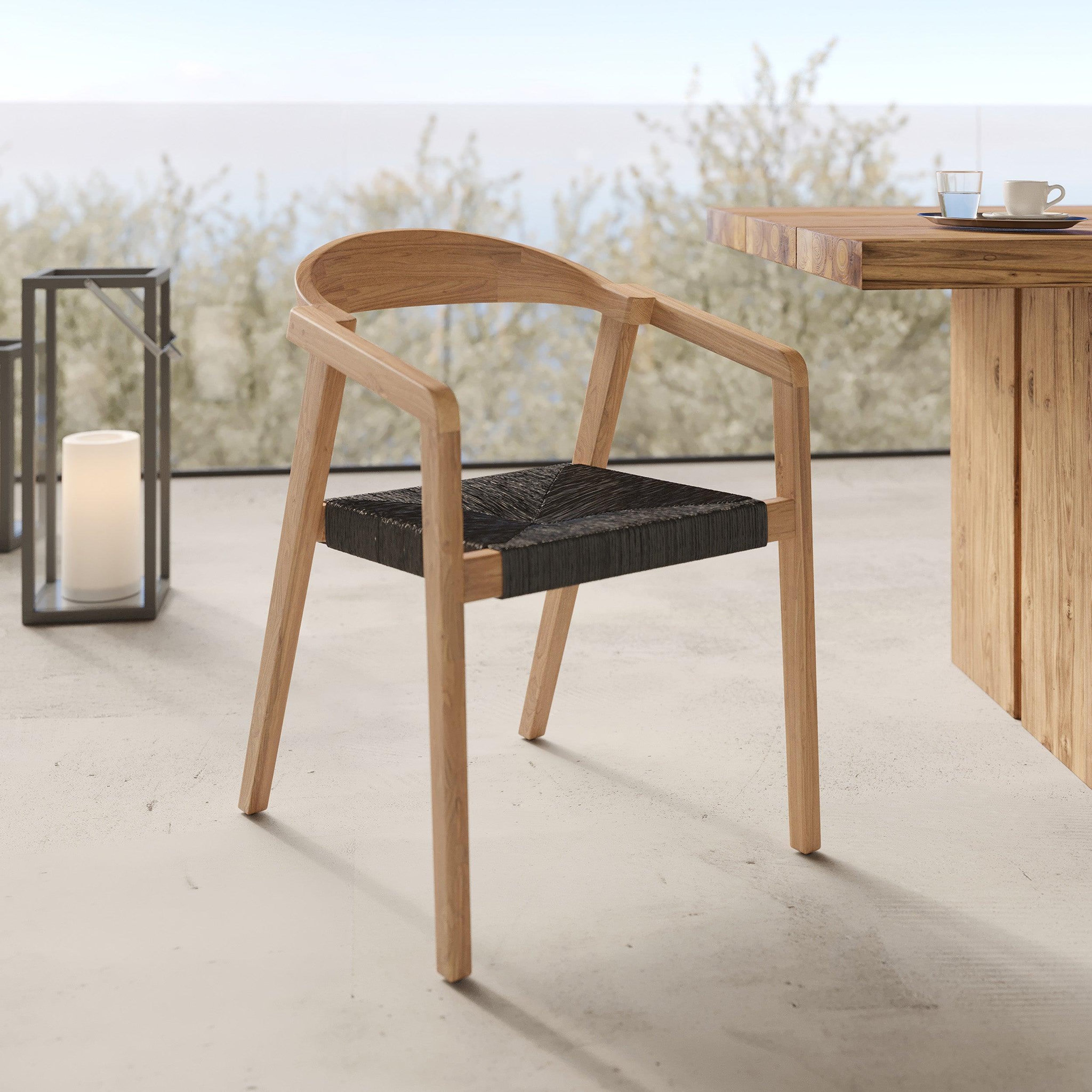 Voir la diapositive 2 : MAISON PAVANE Chaise de jardin en bois de teck recyclé et rotin synthétique-malio