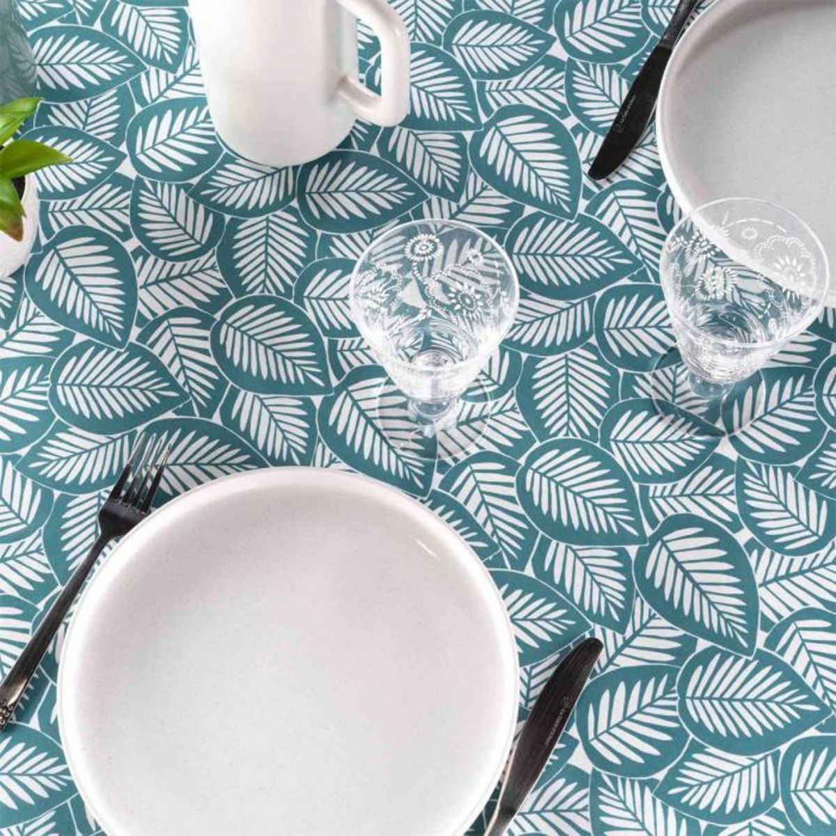 Paris Prix Nappe en Microfibre  Divany  140x240cm Bleu Pétrole