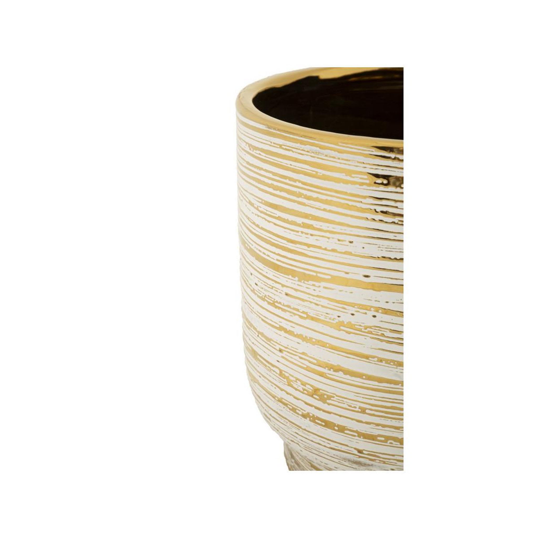 Voir la diapositive 4 : Paris Prix Lot de 2 vases en céramique  melody  24cm or & blanc