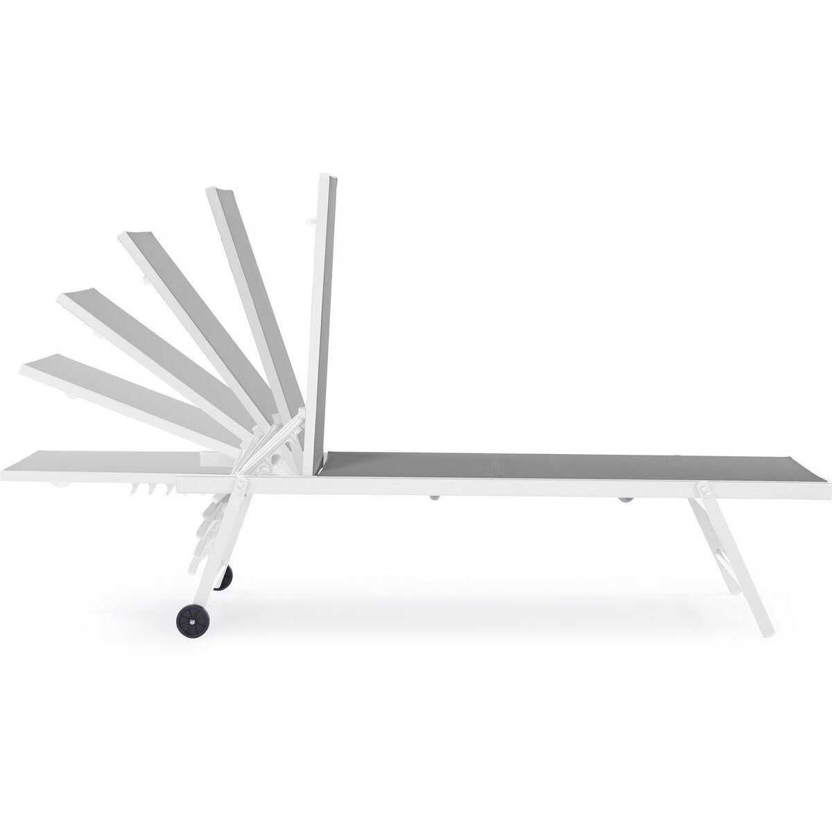 Habitat et Jardin Lot de 2 bains de soleil textilène aluminium  Jolia  - Gris / Blanc