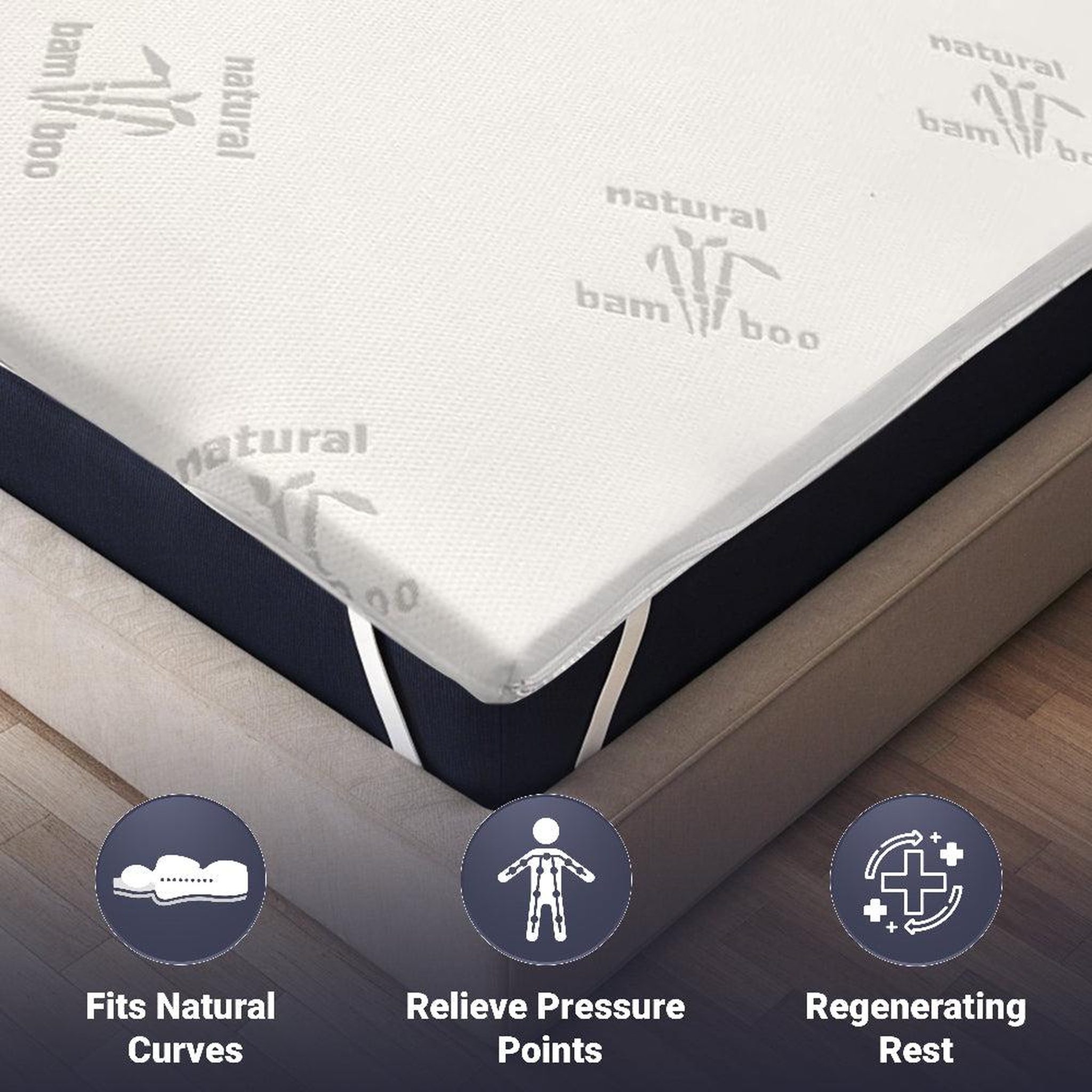 Voir la diapositive 3 : THE WHITE STONE Surmatelas 80 x 190 cm en Latex Naturel | Tissu en Bambou Respirant et Déhoussable | Hauteur 5 cm