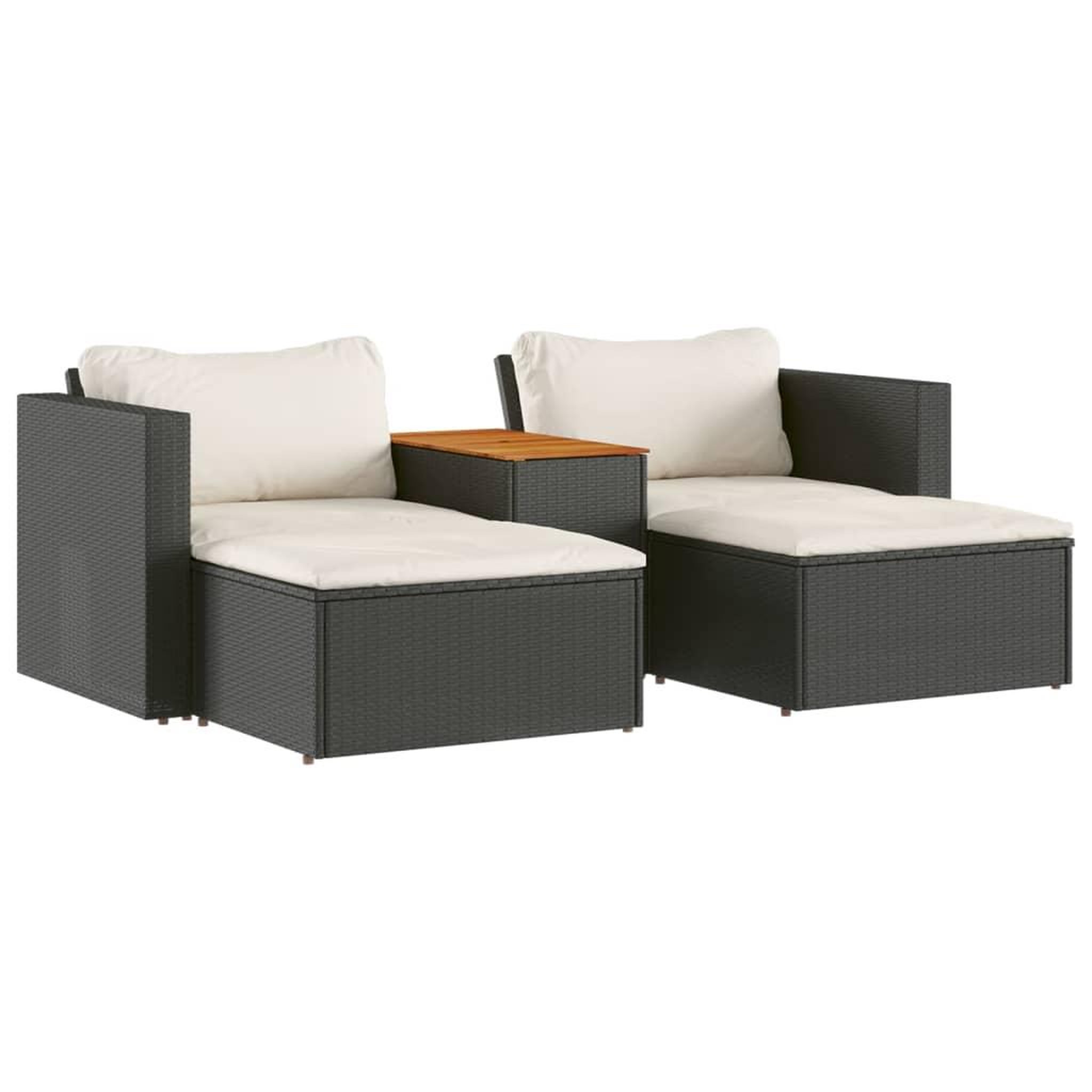 Voir la diapositive 2 : VIDAXL Salon de jardin 5 pcs avec coussins noir resine tressee acacia