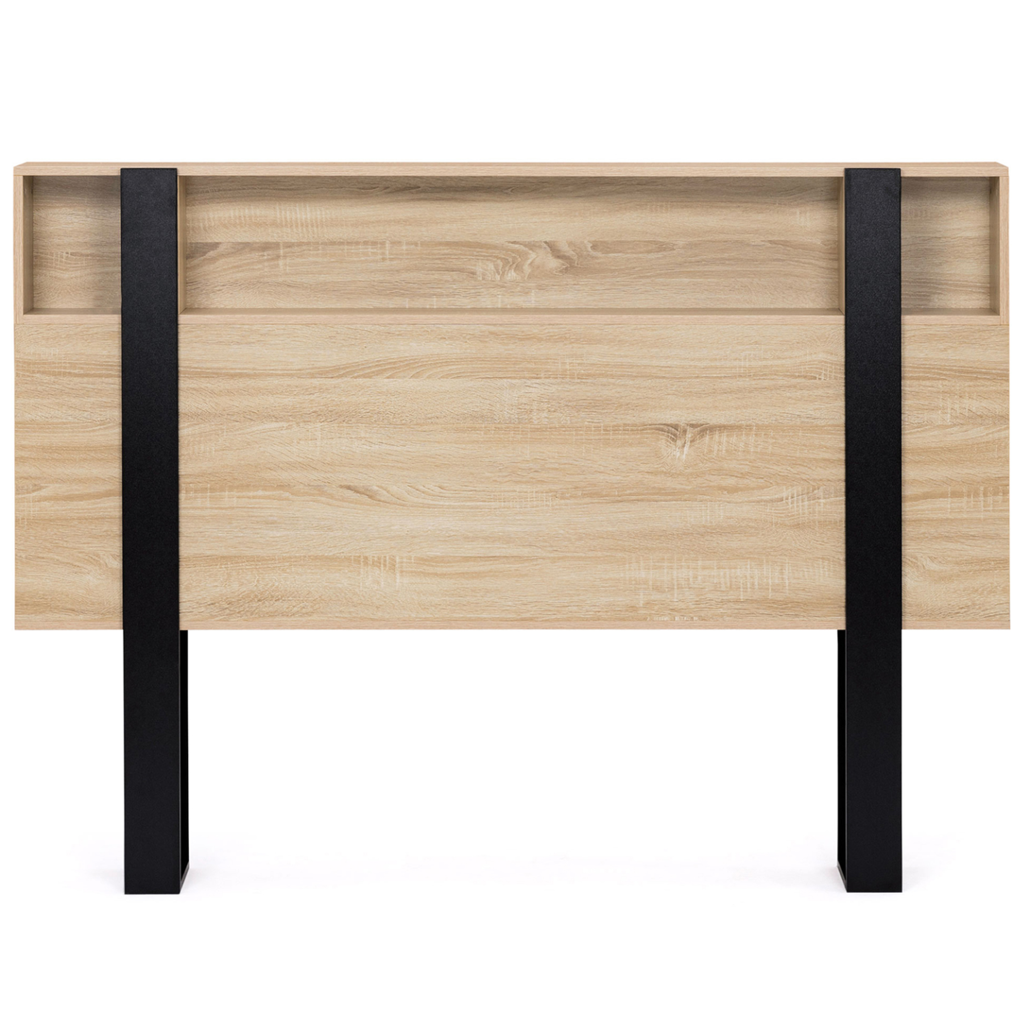 Voir la diapositive 3 : ID MARKET Tête de lit sur pied PHOENIX 160 cm avec rangements bois et noir