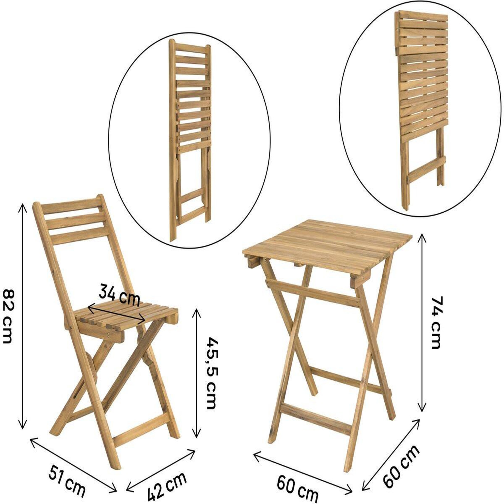 Voir la diapositive 3 : Habitat et Jardin Ensemble table et chaises de jardin  aldo  en bois - 2 places - marron