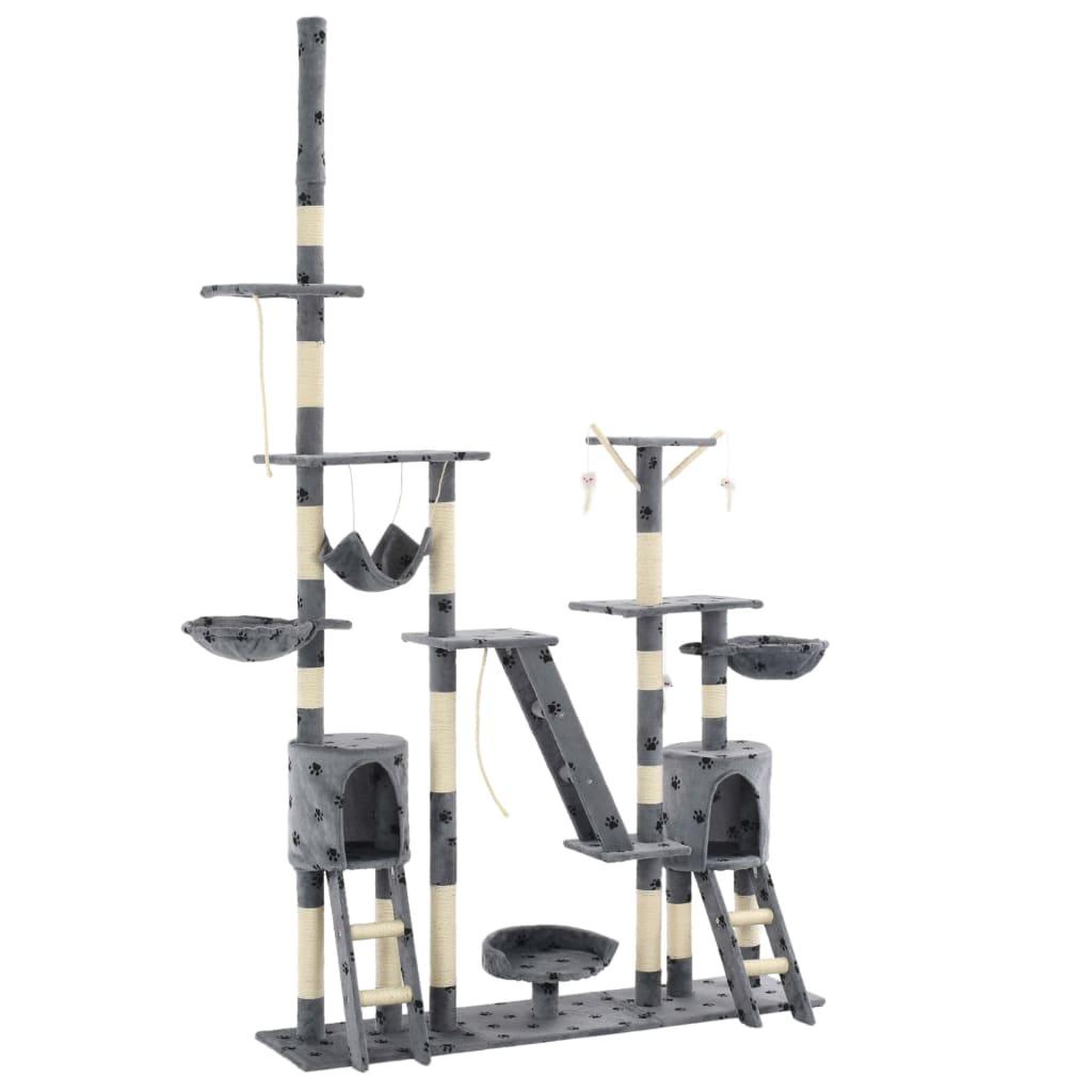 Voir la diapositive 1 : VIDAXL Arbre a chat et griffoirs 230-250 cm Empreintes de pattes Gris
