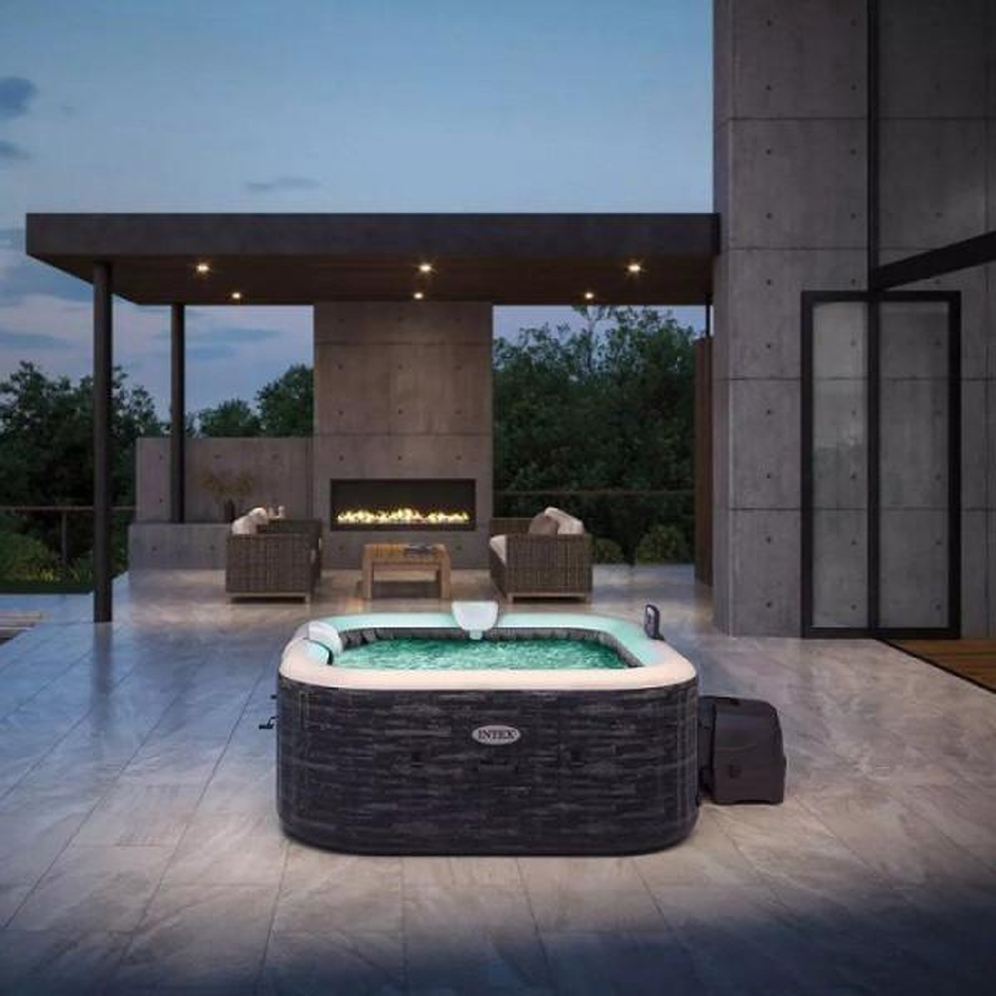 Voir la diapositive 4 : INTEX Spa gonflable INTEX - Ardoise - 175 x 175 x 71 cm - 4 places - Carré - 28450NP