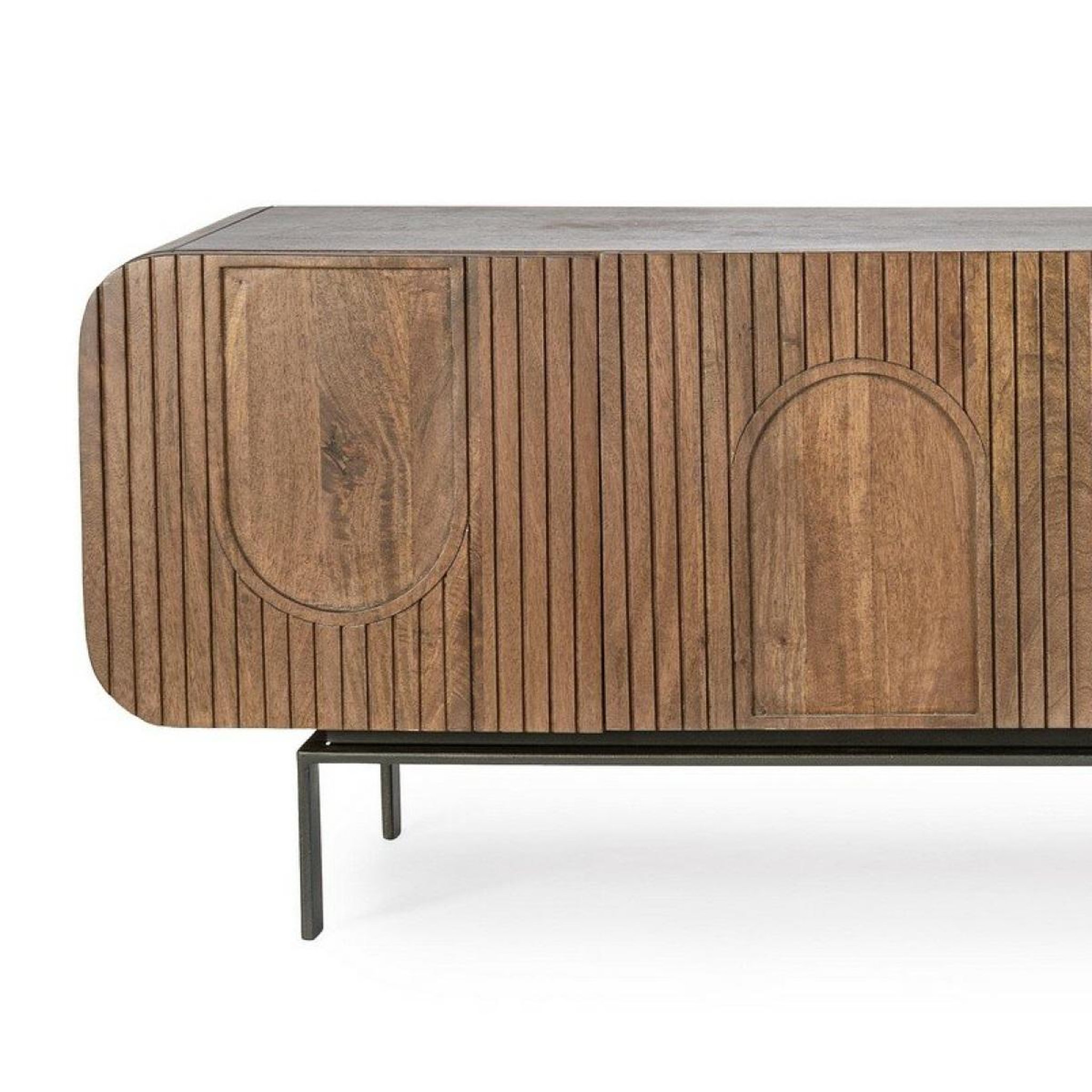 Voir la diapositive 5 : JLC KREATION Meuble tv en manguier naturel 3 portes 2 tiroirs 170 cm mira