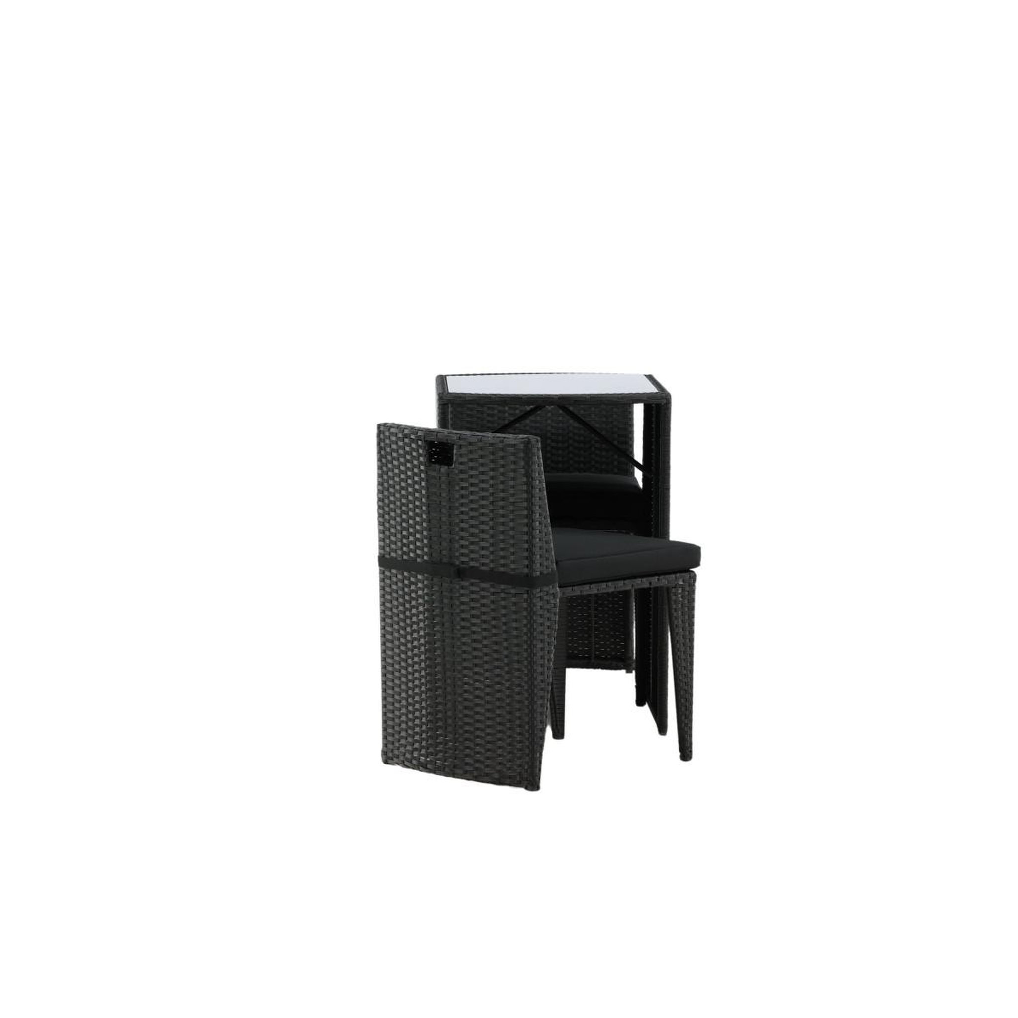 Voir la diapositive 4 : Paris Prix Ensemble table de jardin & 2 chaises  savanna  75cm noir