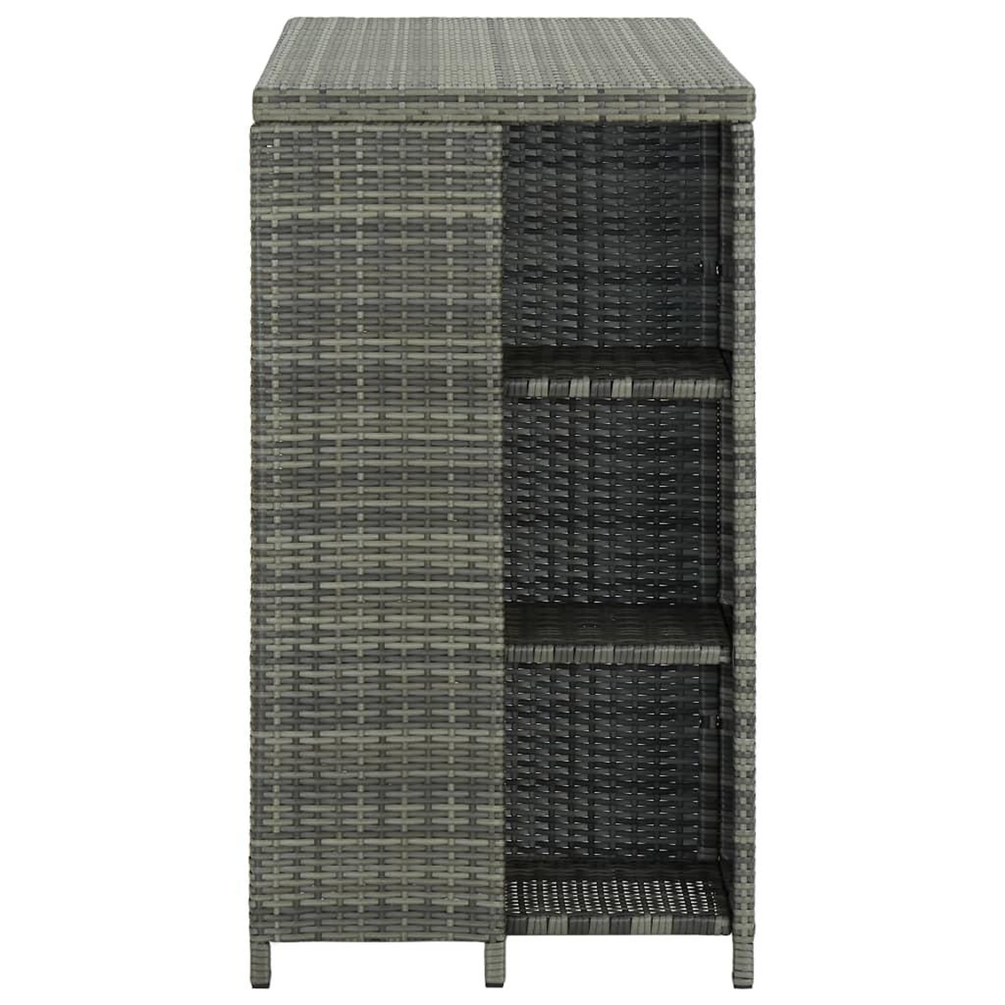 Voir la diapositive 3 : VIDAXL Table de bar avec rangement Gris 120x60x110 cm Resine tressee