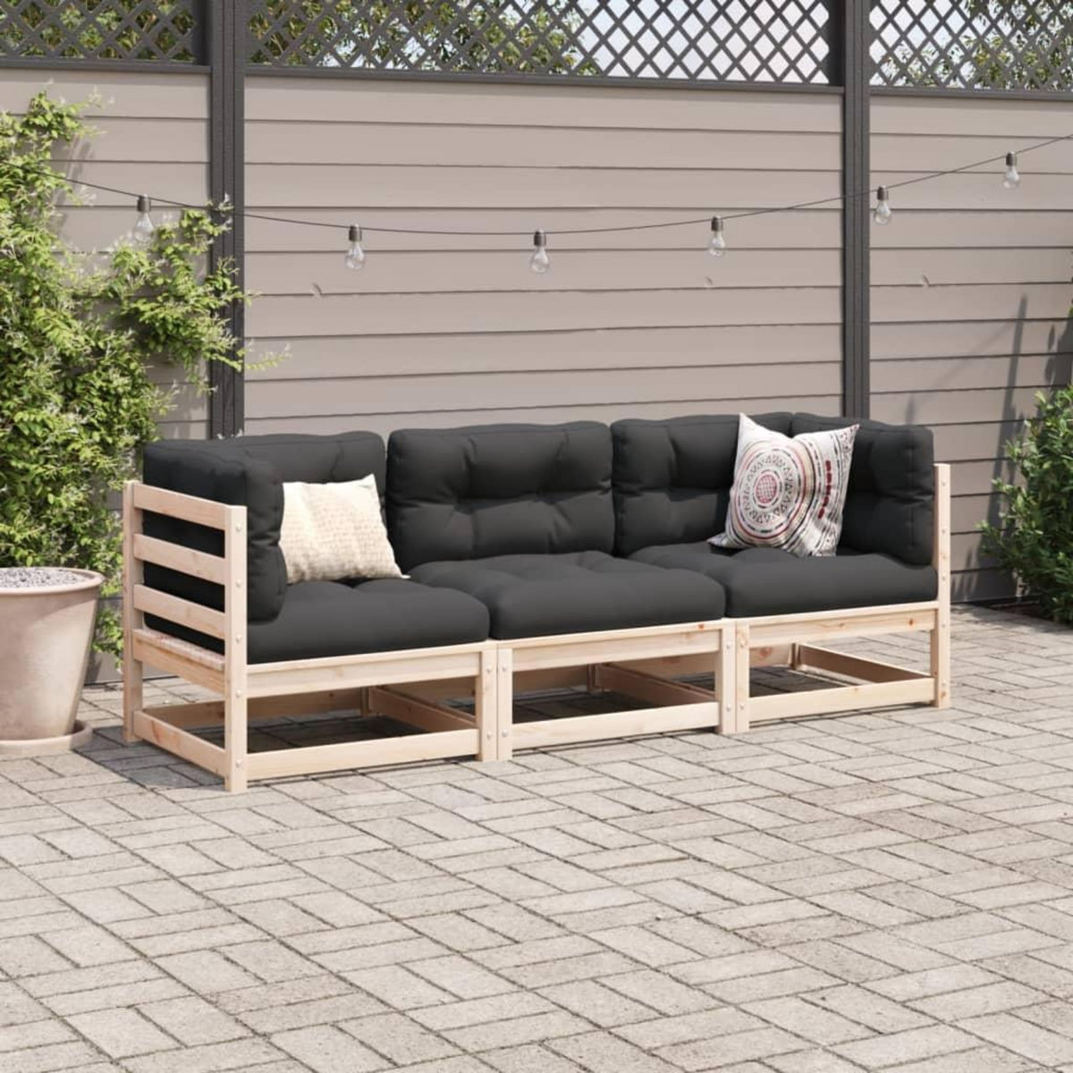 VIDAXL Salon de jardin 3 pcs bois de pin massif