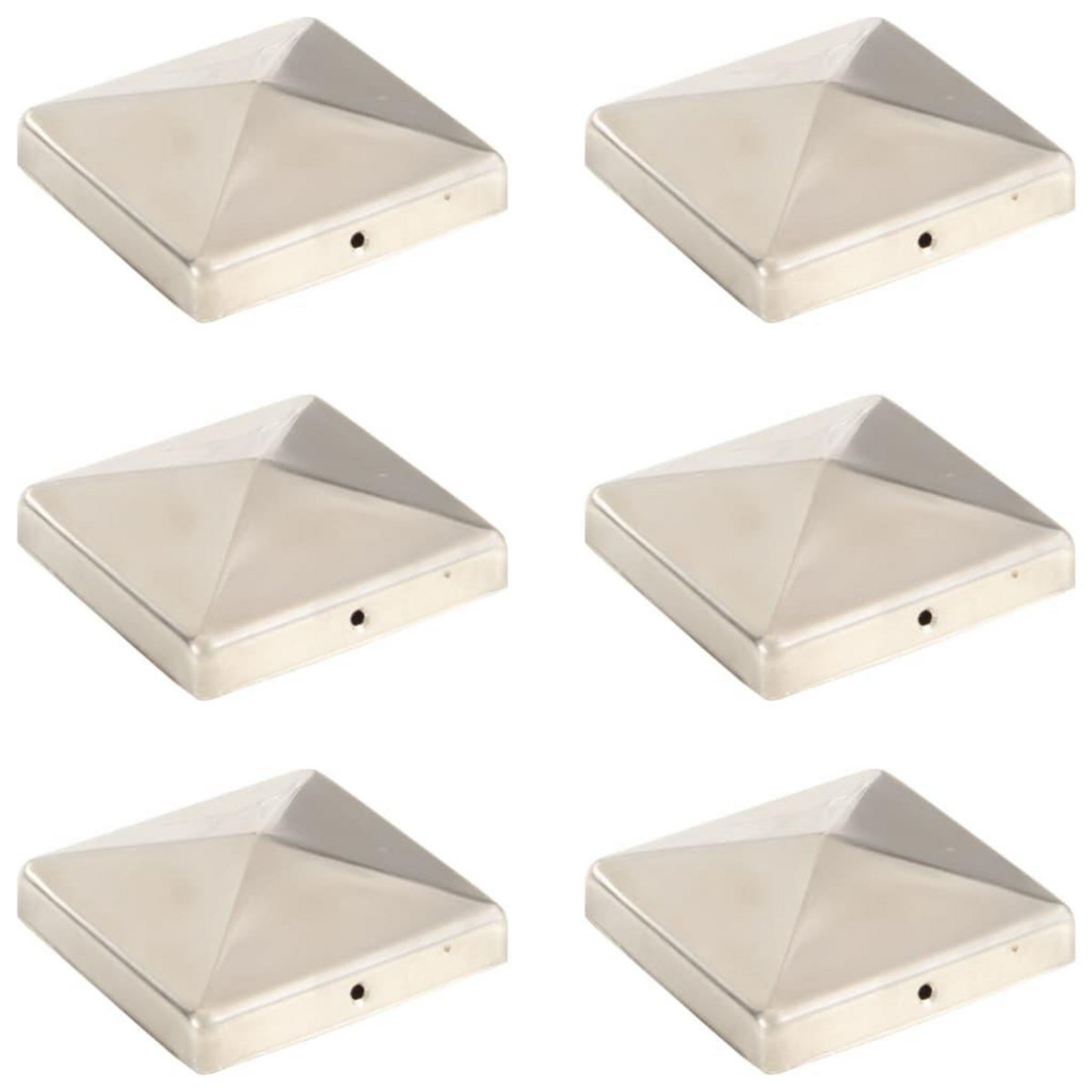 VIDAXL Bouchons de poteau de cloture pyramidaux 6 pcs Inox 101x101 mm
