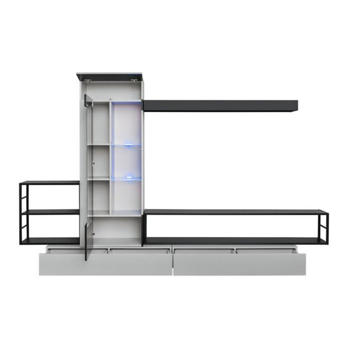 Paris Prix Ensemble Meuble TV  Rebel  300cm Gris & Noir