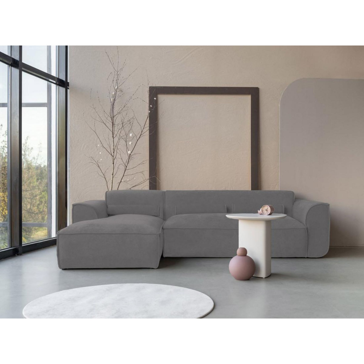 BEST MOBILIER Felix - canapé modulable d'angle gauche 4 places en tissu texturé