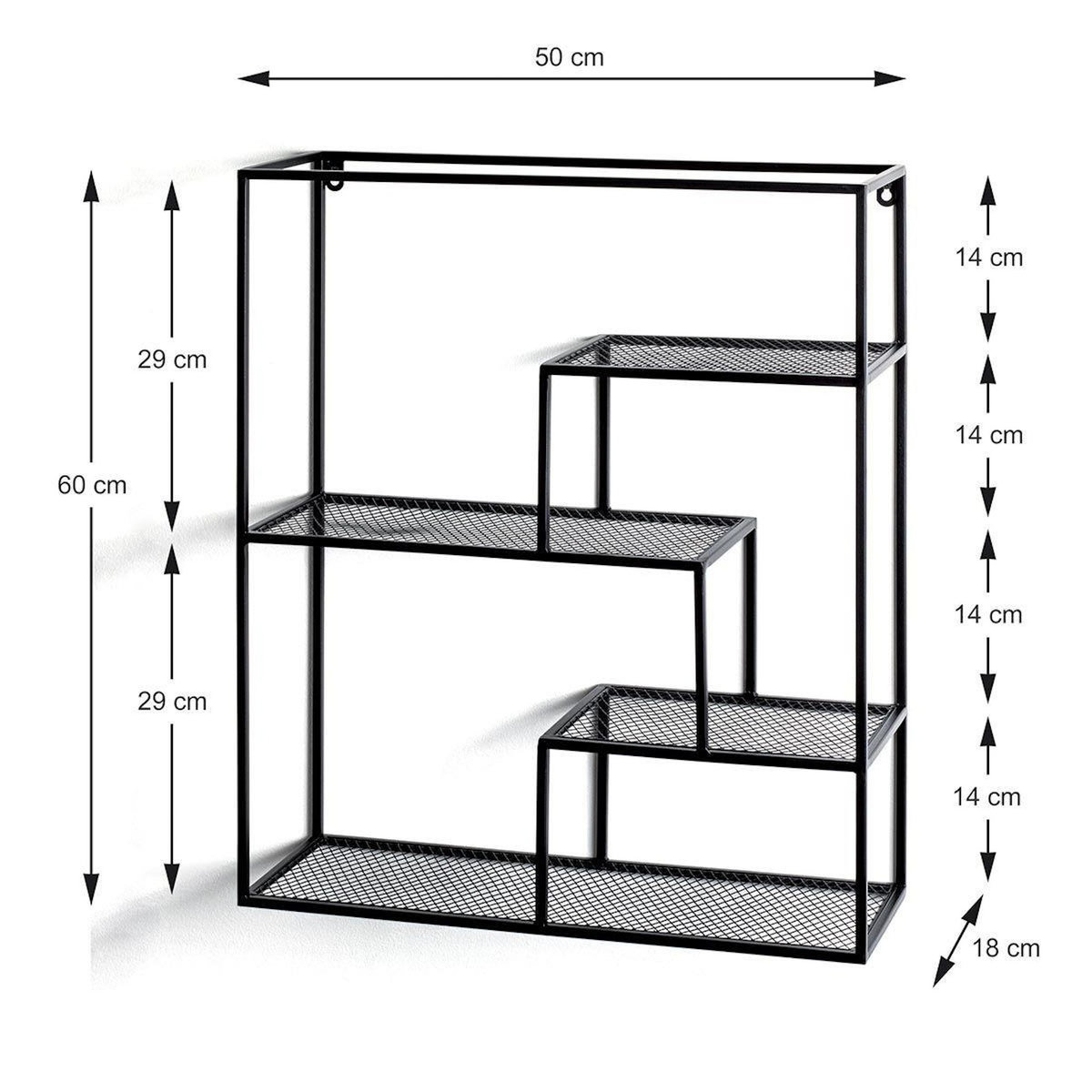 Paris Prix Étagère Murale 3 Niveaux  Inaya  60cm Noir