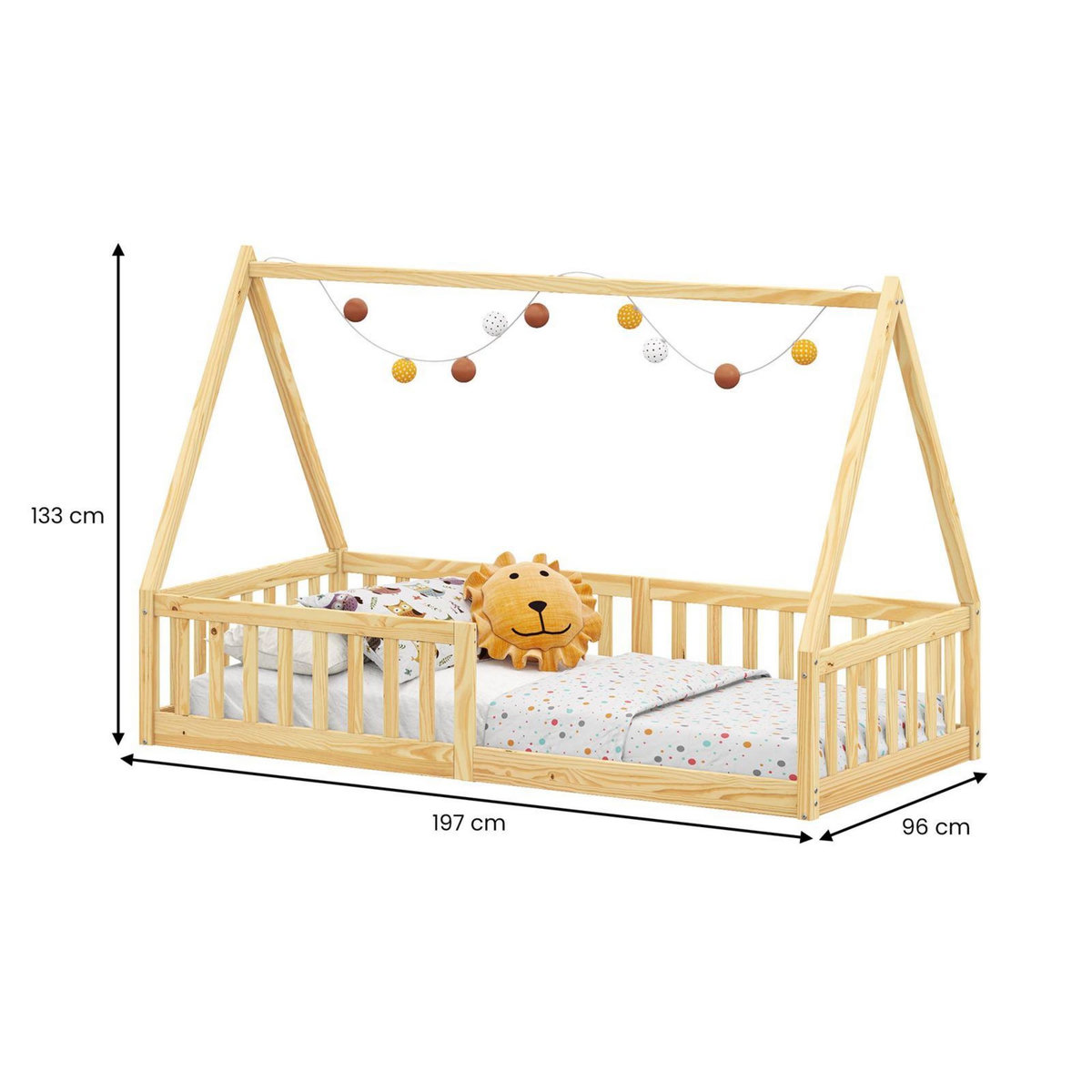 IDIMEX Lit cabane NICOLAS 90 x 190 cm, en pin massif