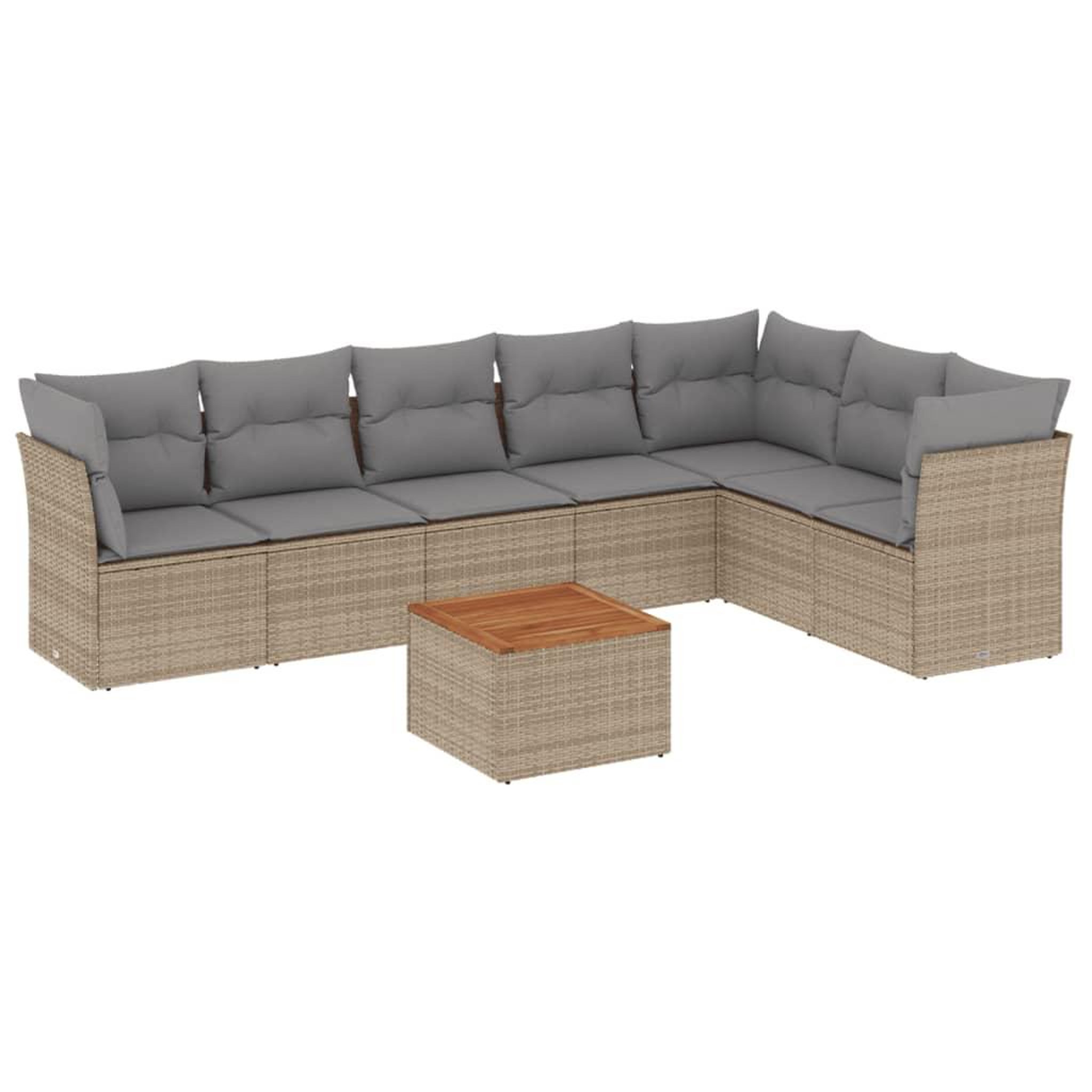 Voir la diapositive 2 : VIDAXL Salon de jardin avec coussins 8pcs melange beige resine tressee