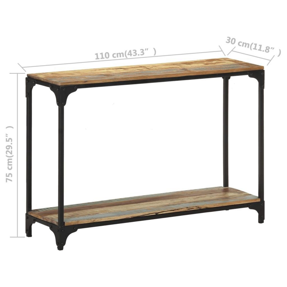 VIDAXL Table console 110x30x75 cm Bois solide de recuperation