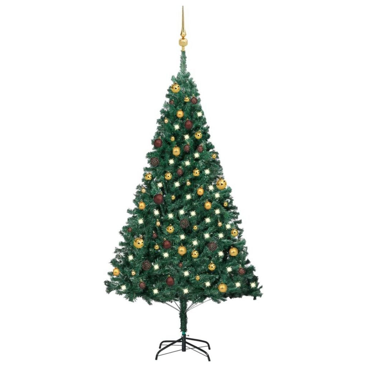 VIDAXL Arbre de Noël artificiel pre-eclaire et boules vert 180 cm PVC