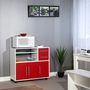 Voir la diapositive 4 : Desserte micro-ondes 3 portes 2 tiroir 1 tablette coulissante PRACTICA