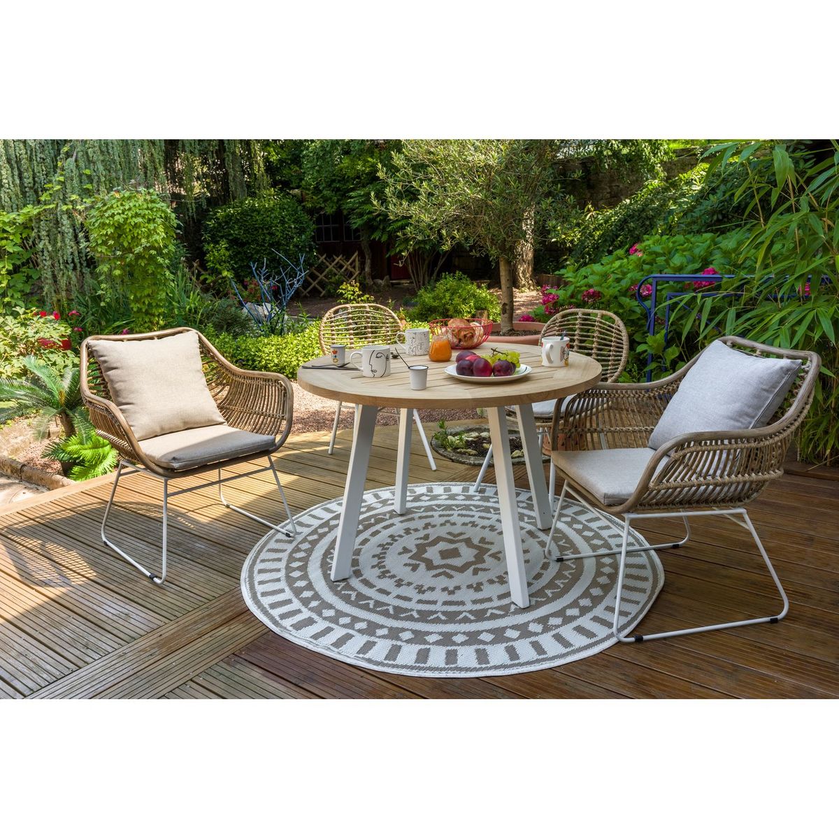 JARDILINE Table de jardin - 4 places - Teck - FLORES