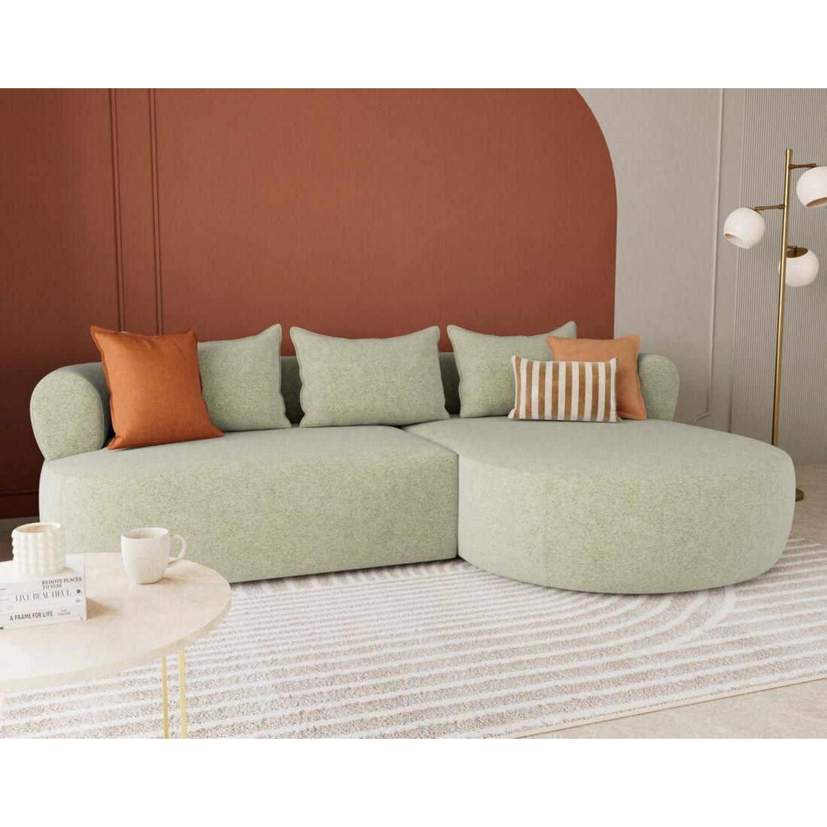 LISA DESIGN Angela - canapé d'angle droit 4 places en velours texturé