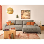 LISA DESIGN Rimini - canapé d'angle droit 4 places convertible avec coffre en tissu texturé. Coloris disponibles : Vert, Marron, Rose, Noir, Bleu, Beige, Gris