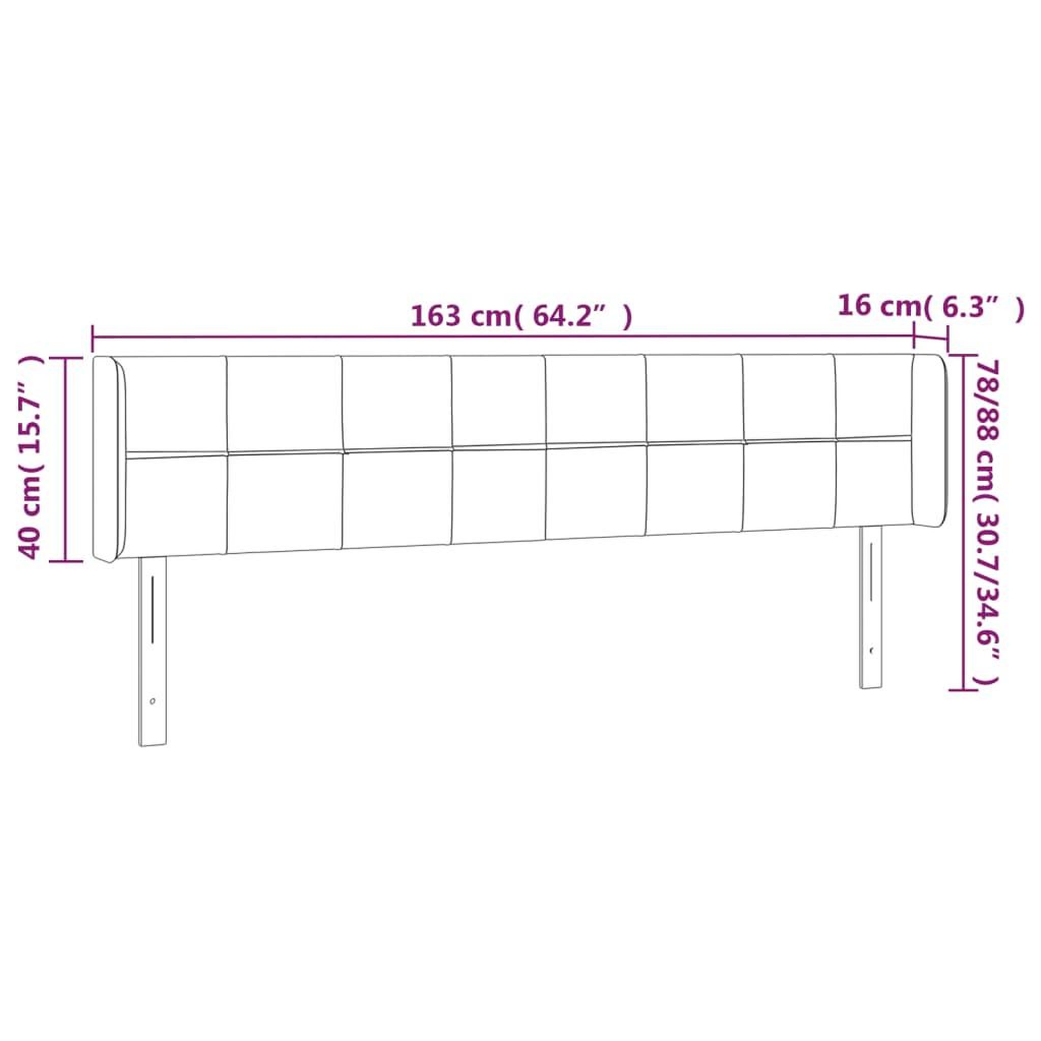 Voir la diapositive 6 : VIDAXL Tete de lit a LED Gris fonce 163x16x78/88 cm Velours