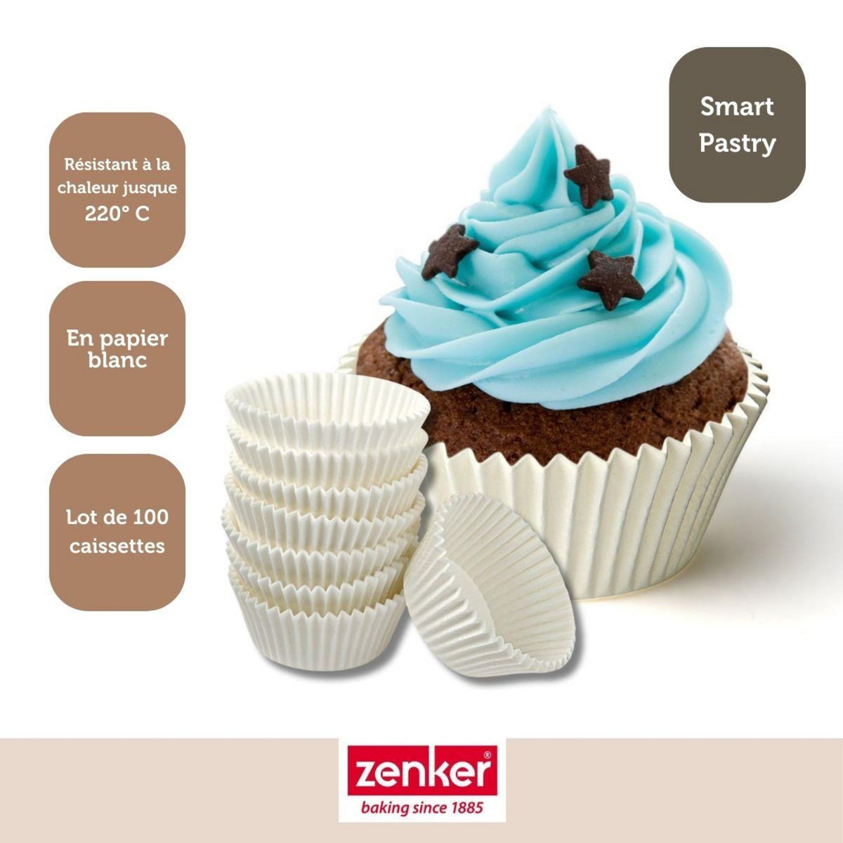 ZENKER Lot de 100 moules à muffin en papier 7 cm Zenker Smart Pastry