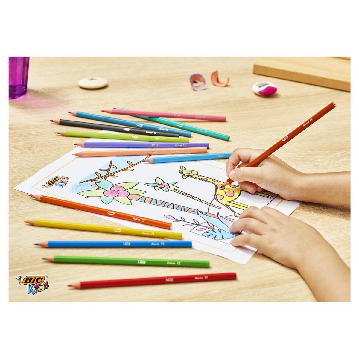 BIC Boîte de 18 crayons de couleur Kids Tropicolors
