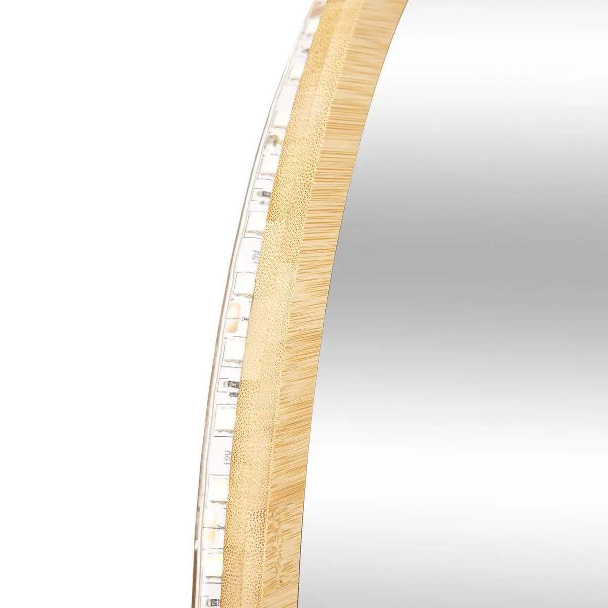 Voir la diapositive 2 : FIVE Miroir mural led en bambou  tactile  57cm naturel