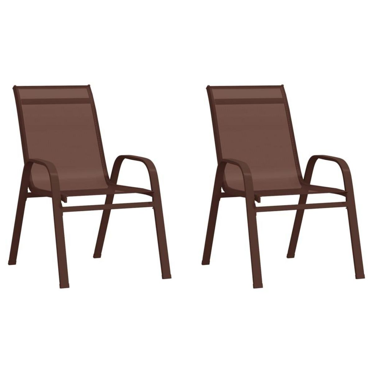 VIDAXL Chaises empilables de jardin lot de 2 Marron Tissu textilene