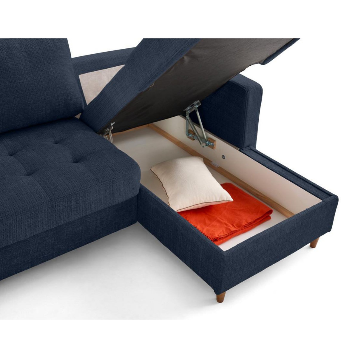 LISA DESIGN Anna - canapé d'angle droit 4 places convertible avec coffre en velours texturé