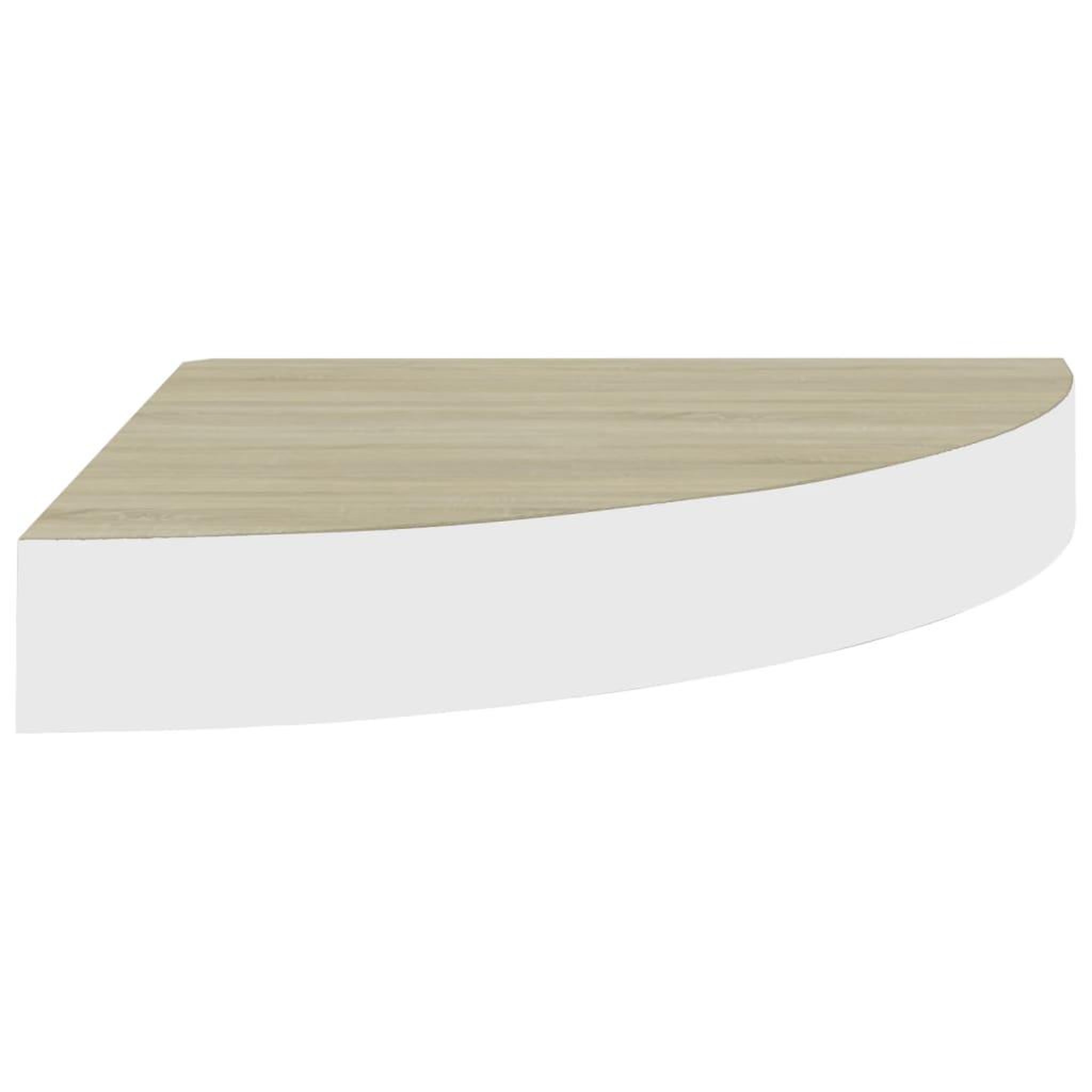 Voir la diapositive 4 : VIDAXL Etagere d'angle murale Chene et blanc 25x25x3,8 cm MDF