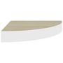 Voir la diapositive 4 : VIDAXL Etagere d'angle murale Chene et blanc 25x25x3,8 cm MDF