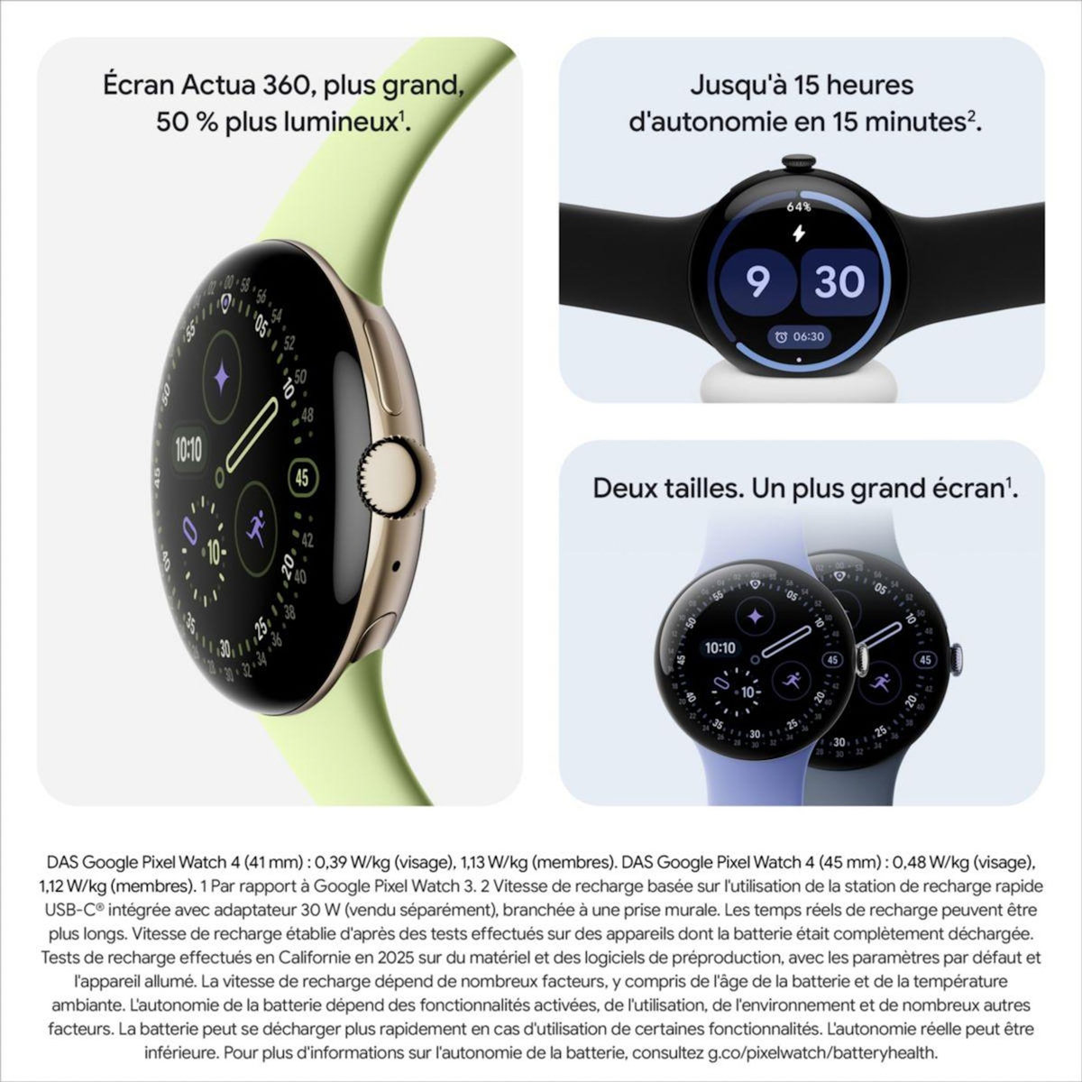 GOOGLE Montre connectée Pixel Watch 4 41mm Noir Mat/Noir BT