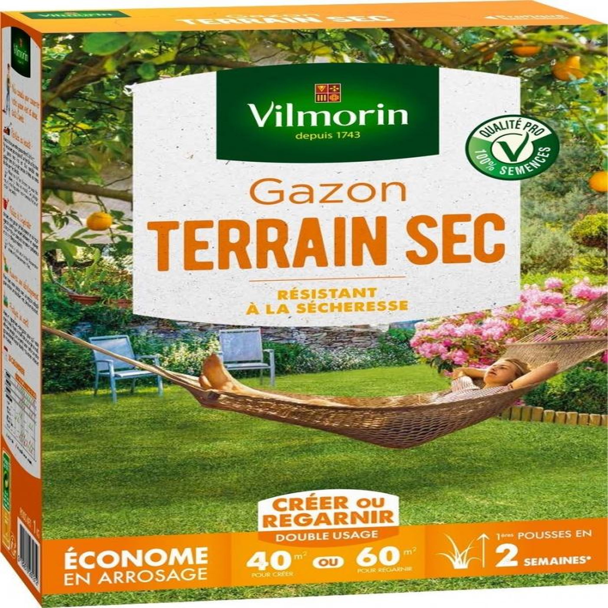 CENTRALE BRICO Gazon rustique vilmorin, 1 kg, 40 m²